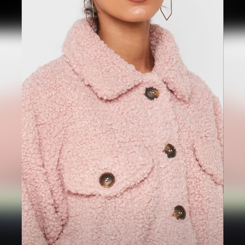 Teddy sherpa jacket forever 21 pink SZ S - Picture 3 of 8